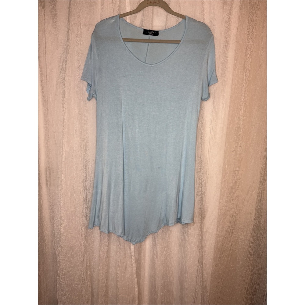 Made By Johnny Women's Light Blue‎ Cap Sleeve V-neck XXXL Tunic